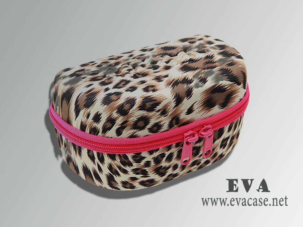 XXL STYLE ski goggle storage case leopard design fabric covering with
